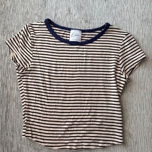 Livi Active Navy and Cream Striped Short Sleeve Tee